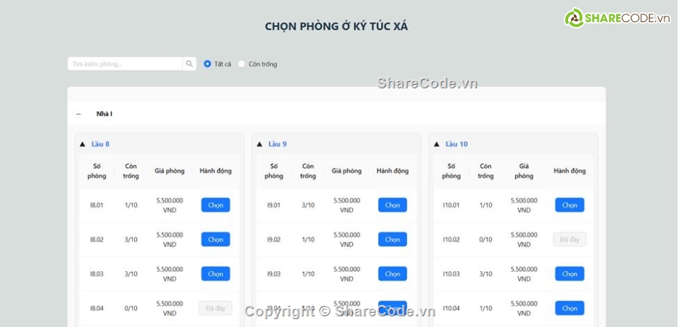 quản lý ký túc xá,Đồ án quản lý,code web quản lý